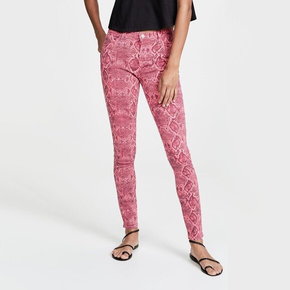 NWT J Brand neon pink snakeskin mid-rise skinny ankle jeans, 26 - Picture 2 of 14